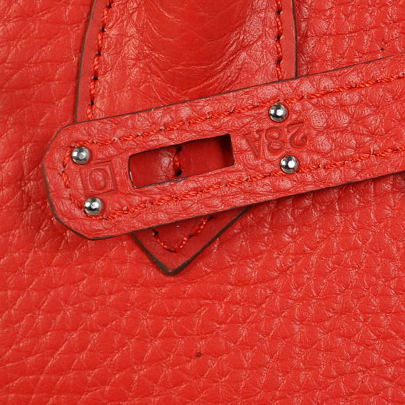 Super A Replica Hermes Birkin 25CM Tote Bags Togo Leather Red Silver 60799 - Click Image to Close